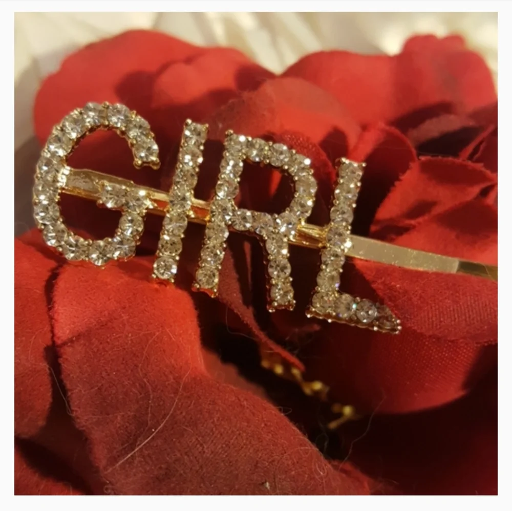 Rhinestone GIRL & BOSS Hair Clips Statement Barrettes